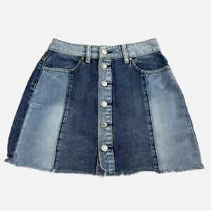 Pacsun Two Tone Patchwork Denim Skirt